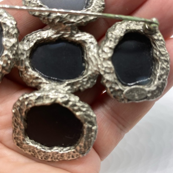 Dalsheim Rare Silver Tone Turquoise and Black Lava Rock Maltese Cross - Picture 4 of 4